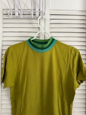 Big Bud Press Olive Green Short Sleeve Tee with Green Stripe Collar